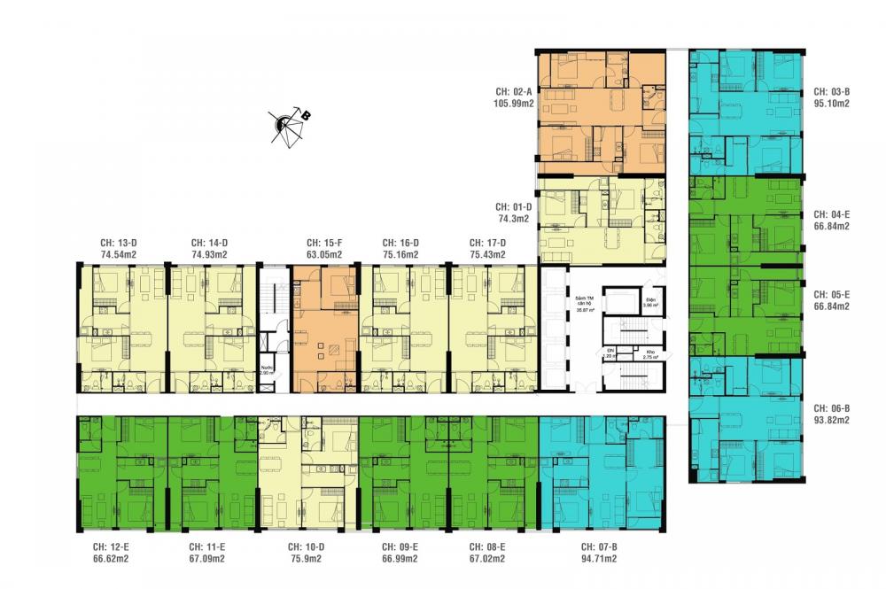 Bán cắt lỗ chung cư Ecogreen City căn 02 tầng 15, diện tích 106,26m2, giá gốc + chênh 40tr. 0962.543.992. 535290